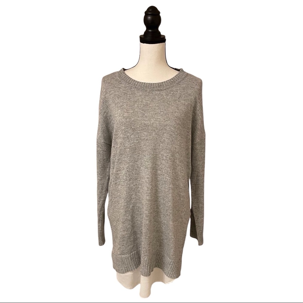 Moth by Anthropologie Gray Knit Layered Tunic Sweater